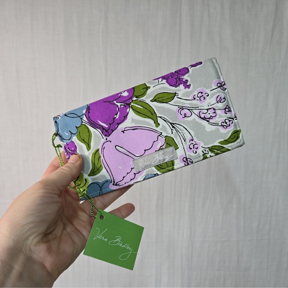 NWT Retired Vera Bradley Checkbook Cover Watercolor Floral Purple Gray